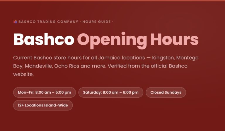 Bashco Opening Hours
