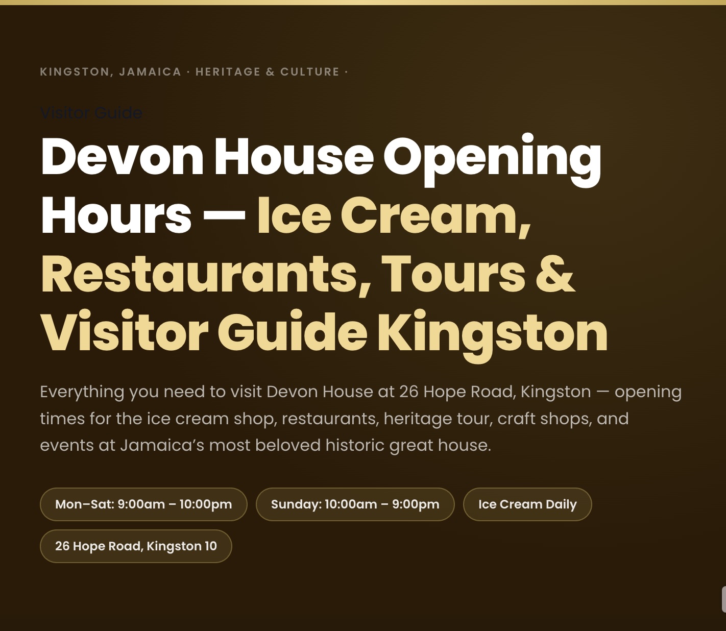 Devon House Opening Hours