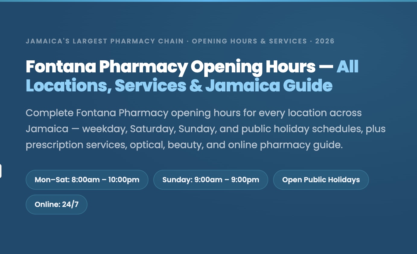 Fontana Pharmacy Opening Hours