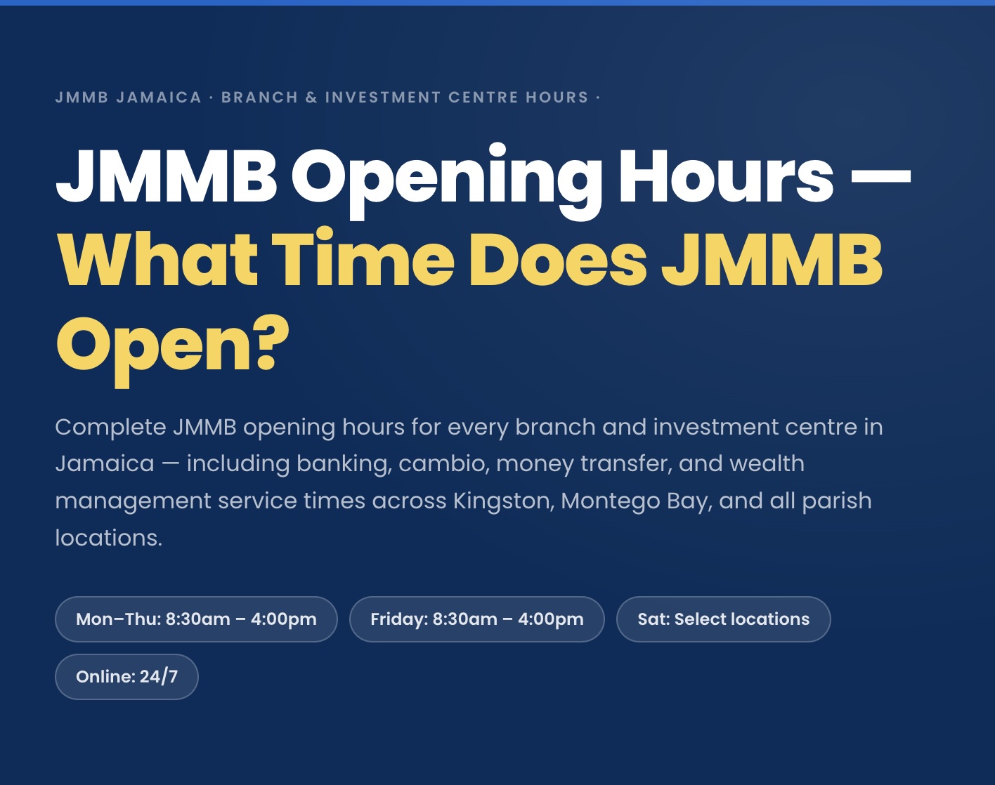 JMMB Opening Hours