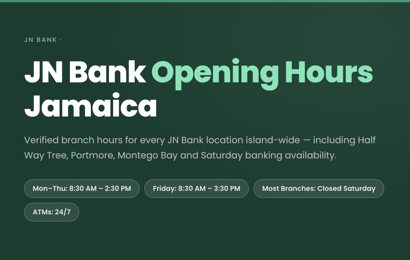 JN Bank Opening Hours