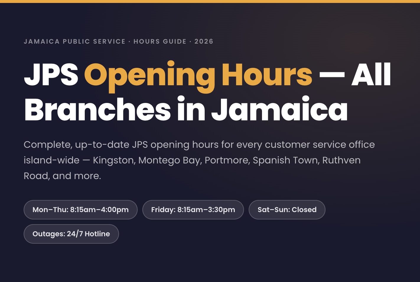 JPS Opening Hours