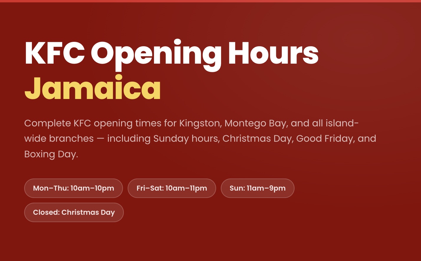 KFC Opening Hours