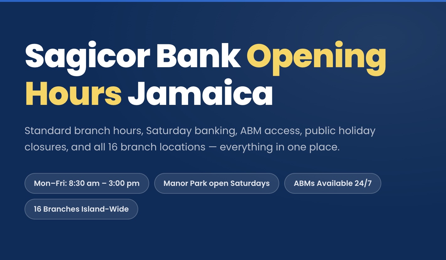 Sagicor Bank Opening Hours
