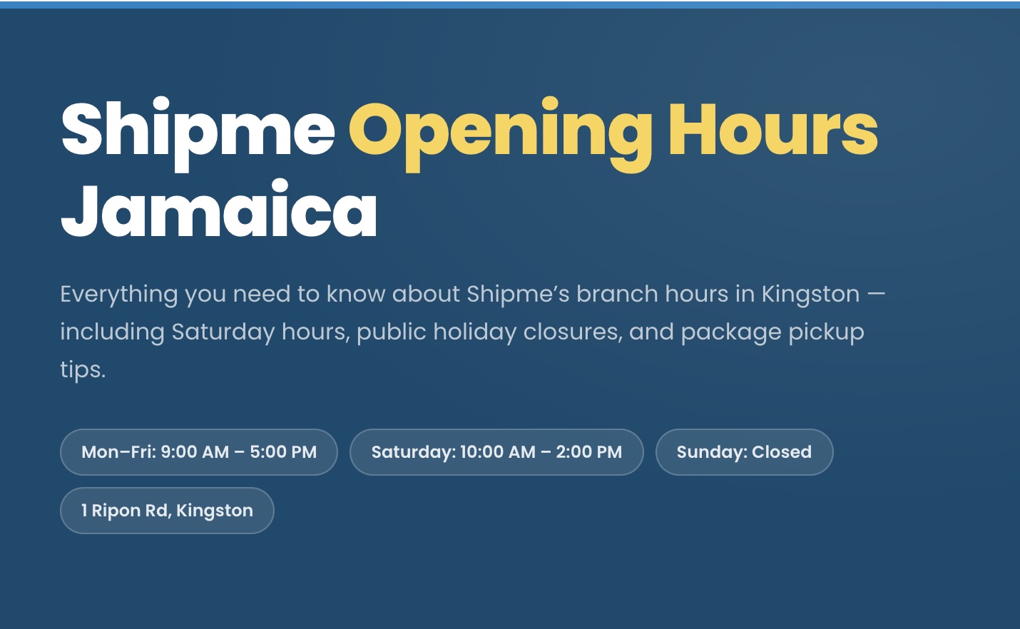 Shipme opening hours