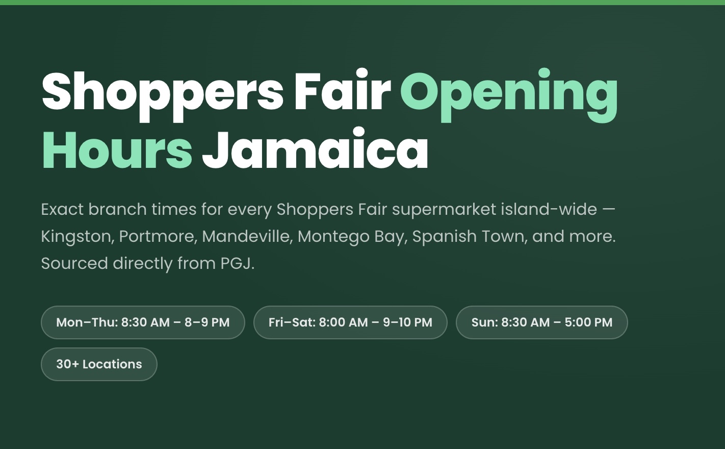 Shoppers Fair Opening Hours