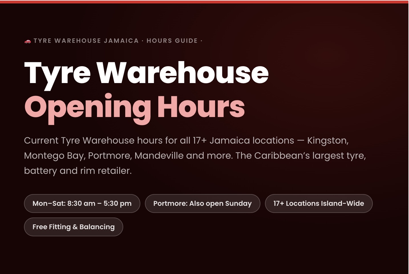 Tyre Warehouse Opening Hours