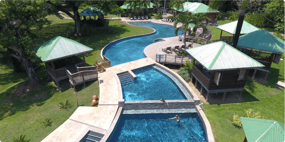 YS Falls Jamaica lush landscape and waterfall — green surroundings of the YS Estate in St. Elizabeth