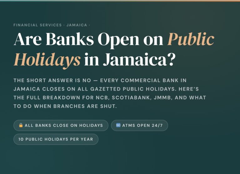 Are banks open on public holidays in Jamaica