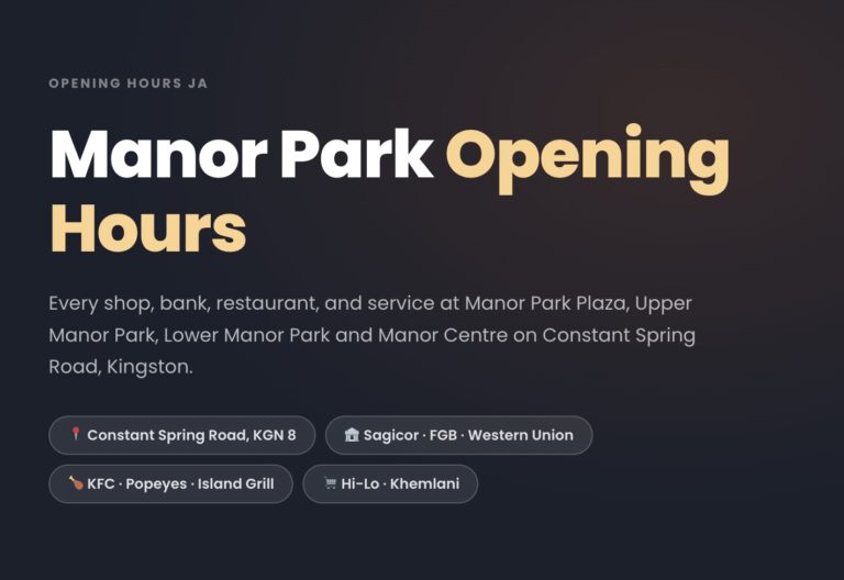 Manor Park Opening Hours