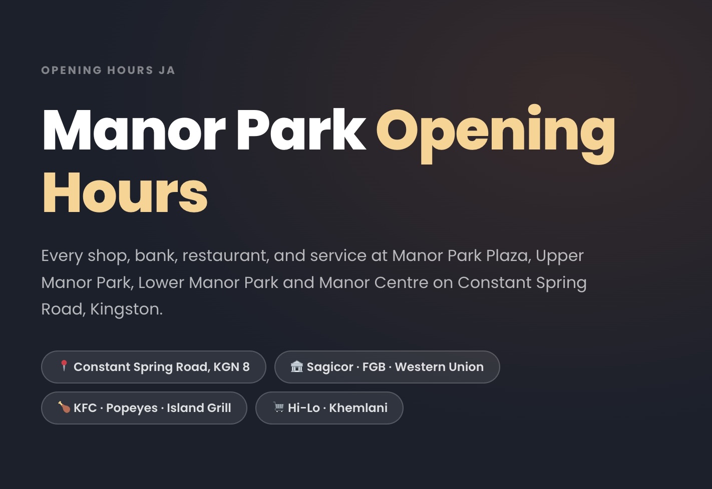 Manor Park Opening Hours