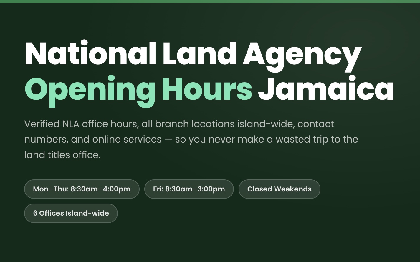 National Land Agency Opening Hours