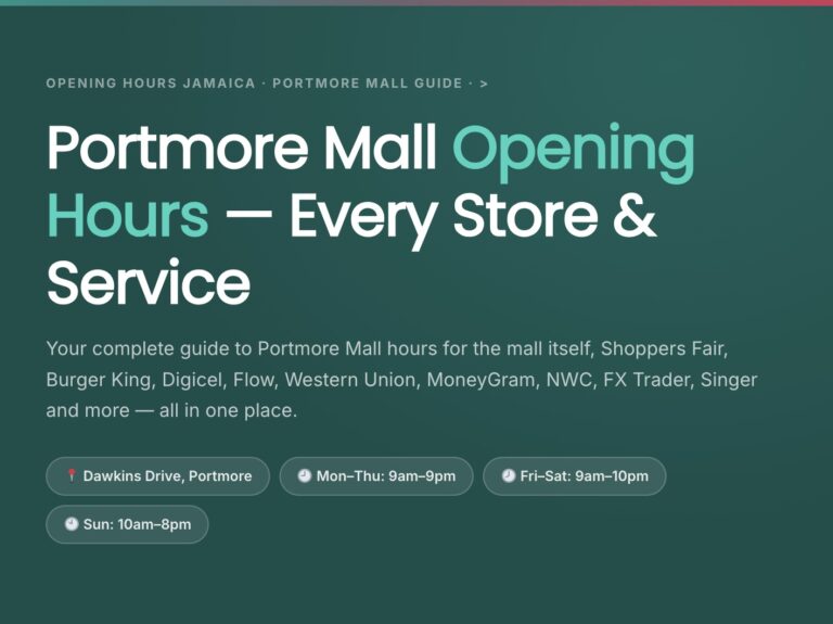 Portmore Mall Opening Hours
