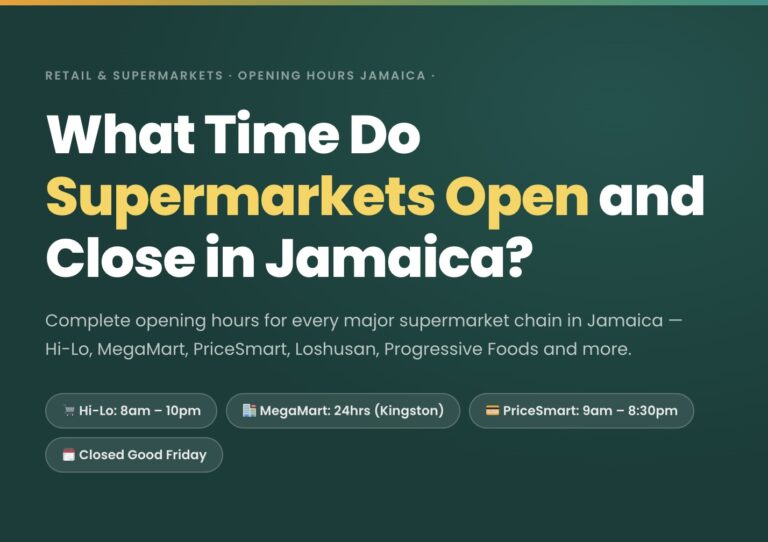 What time do supermarkets open/close in Jamaica?